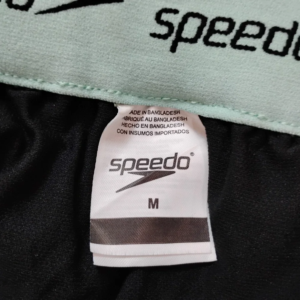 NWT SPEEDO Bondi Edge Board Shorts Men's M Black Multi Stripe Fully Lined Swim